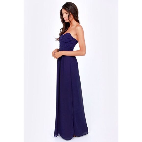 LULUS Exclusive Slow Dance Strapless Navy Blue Maxi Dress - Picture 2 of 11